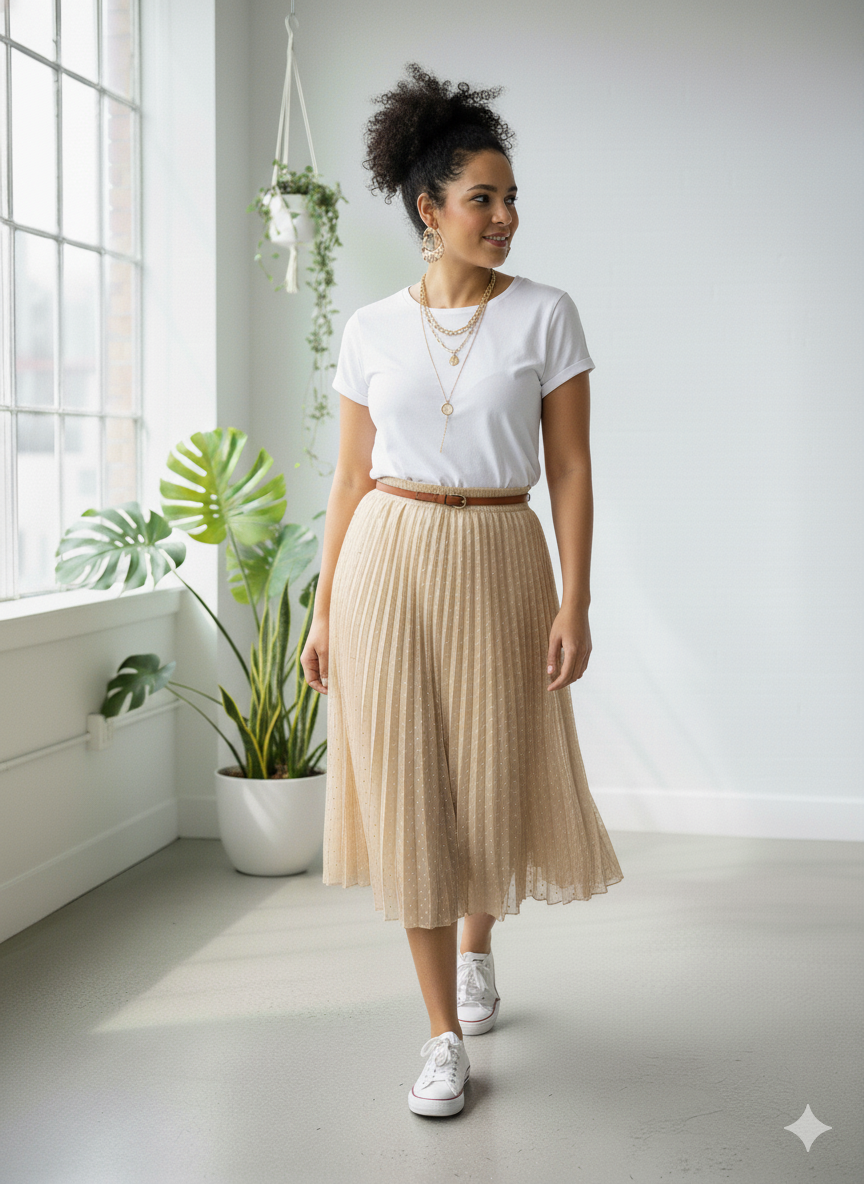 Saia de Tule Forrada Estampa Poá Cós Elástico - Imagem 2