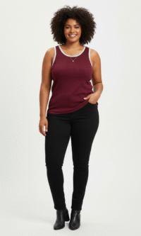 Regata Vinho com Detalhe Branco