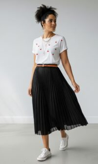 Saia de Tule Forrada Estampa Poá Cós Elástico