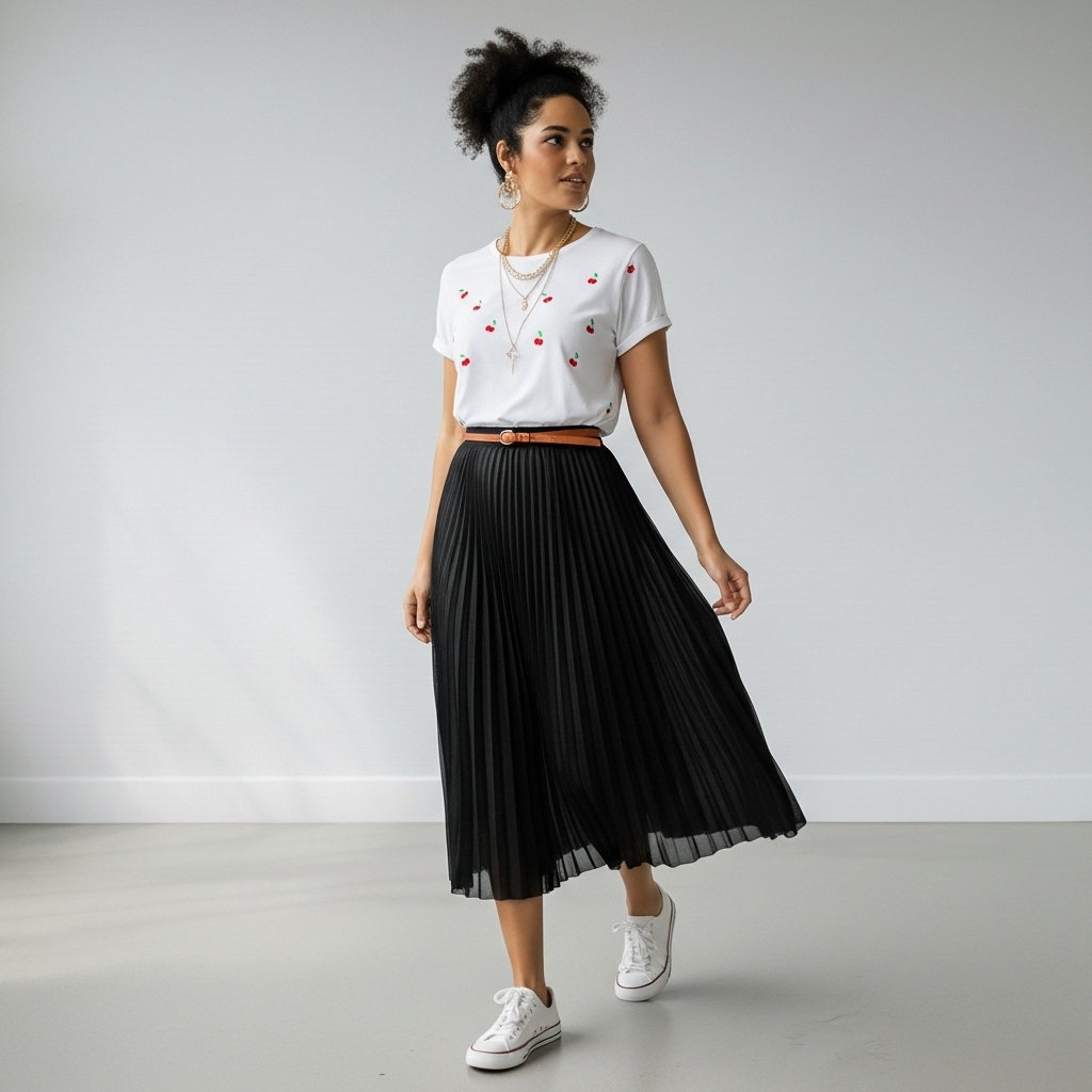 Saia de Tule Forrada Estampa Poá Cós Elástico