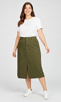 Saia com Abertura na Frente Verde Militar