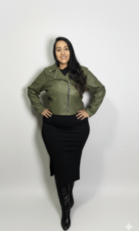Jaqueta Jachy Couro Sintético & Plus Size
