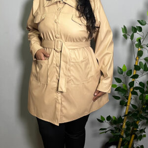 Parka Paly com Cinto Bege