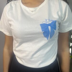 T-shirt Baby Look com Laço Azul