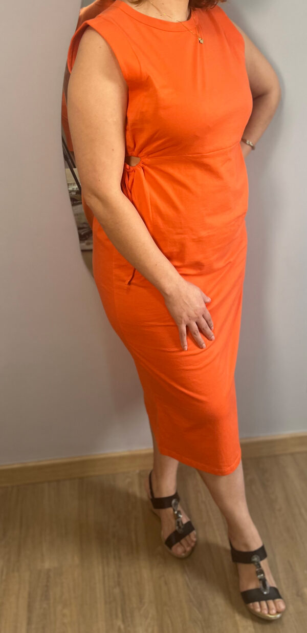 Vestido Longo Laranja Sem Mangas - Imagem 3