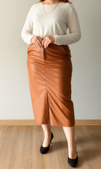 Saia Mídi Resinada com Abertura Frontal