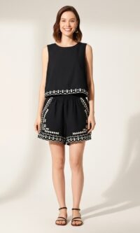 Conjunto Regata e Shorts com Bordado