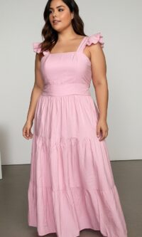 Vestido Longo Alça de Babado