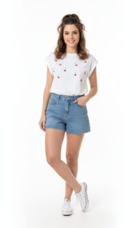 T-Shirt Manga Japonesa Bordado Cereja