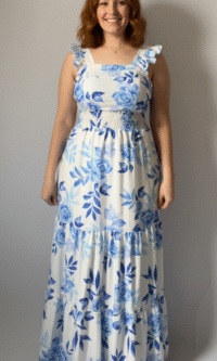 Vestido Estampa Floral Alça Babado