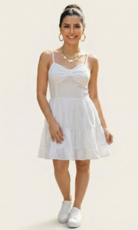 Vestido de Alça com Laço em Viscolinho